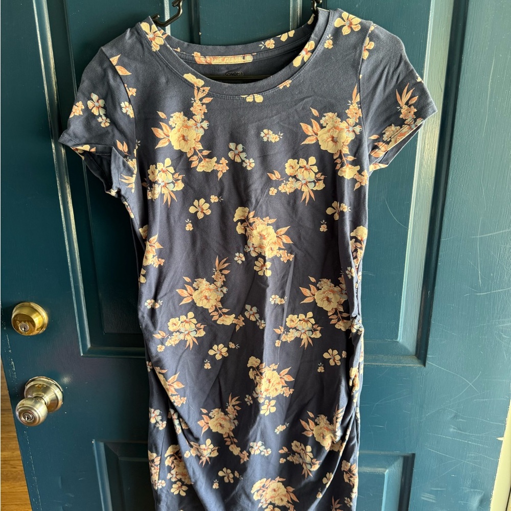 Sonoma Floral Maternity Dress in Navy and Peach